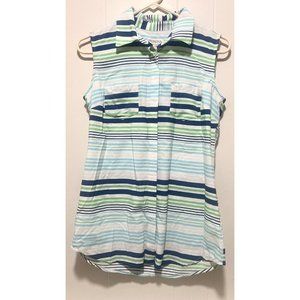 Merona Striped Sleeveless Top Button Down Womans Multicolor Spring Size S